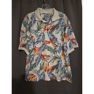 Windham Pointe Tropical Floral Bird of Paradise Polo, Men's Small Shirt